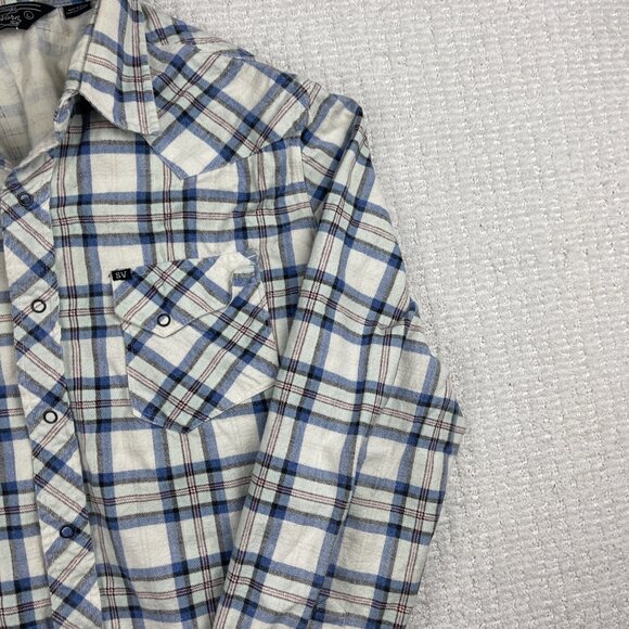 Salt Valley Western Shirt Men’s L White / Blue Plaid Button Up Long Sleeve Snap* - Picture 4 of 16